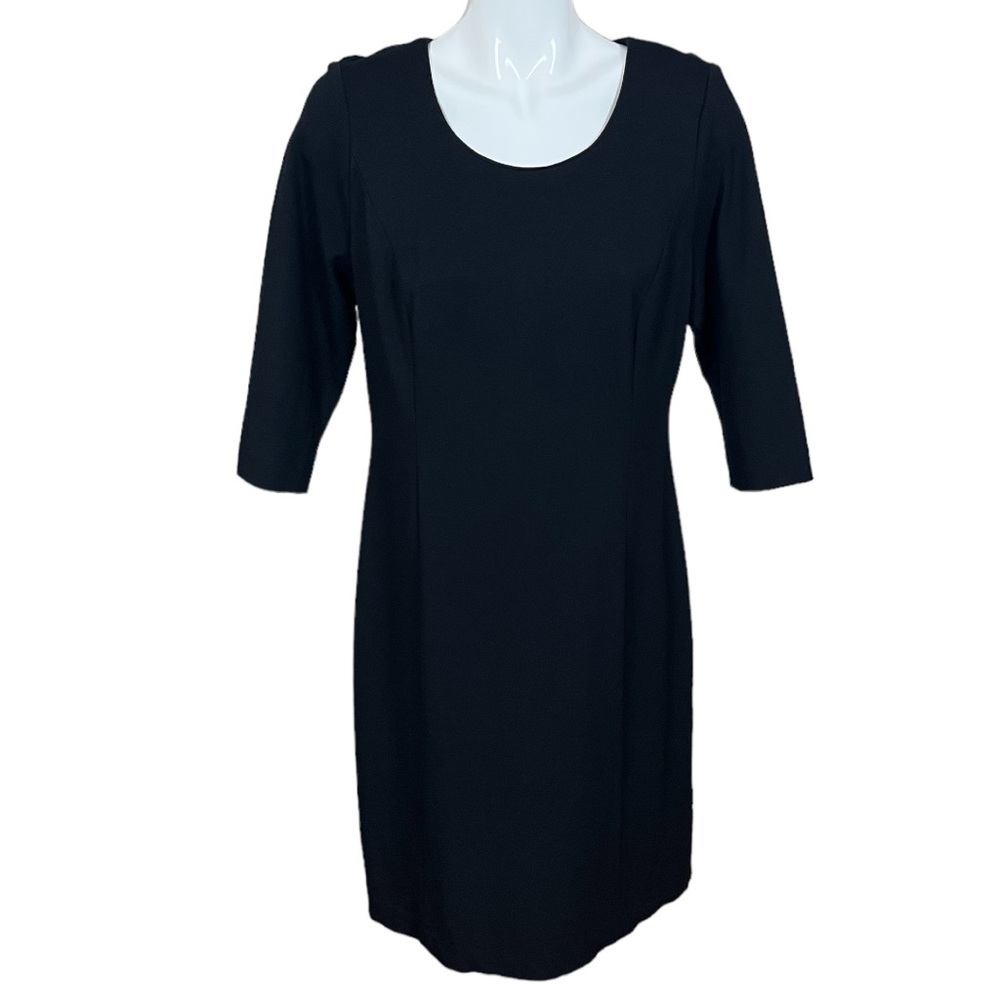 Chico’s Black 3/4 Sleeve Scoop Neck Stretch Knit Midi Dress Size 2/Large/12